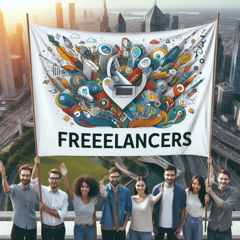 Freelanceri s transparentom. Obrázok generovaný AI.