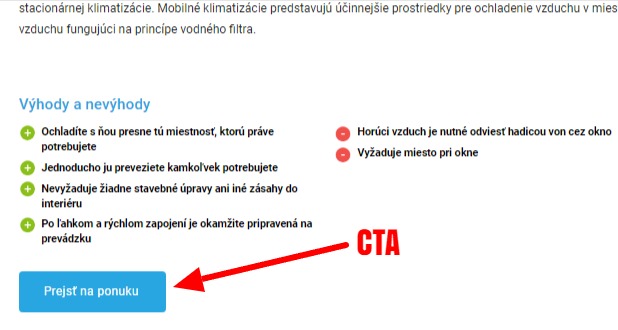Ukážka CTA tlačidla na konci produktového článku na Alza.sk.