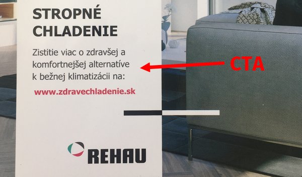 Call To Action na zadnej strane tlačeného magazínu.