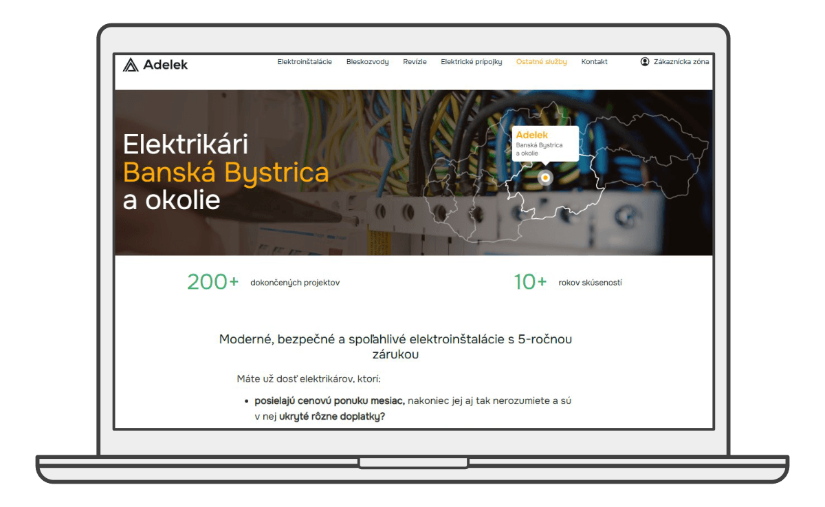 Náhľad projektu Adelek.sk – copywriting portfólio Michal Toma.