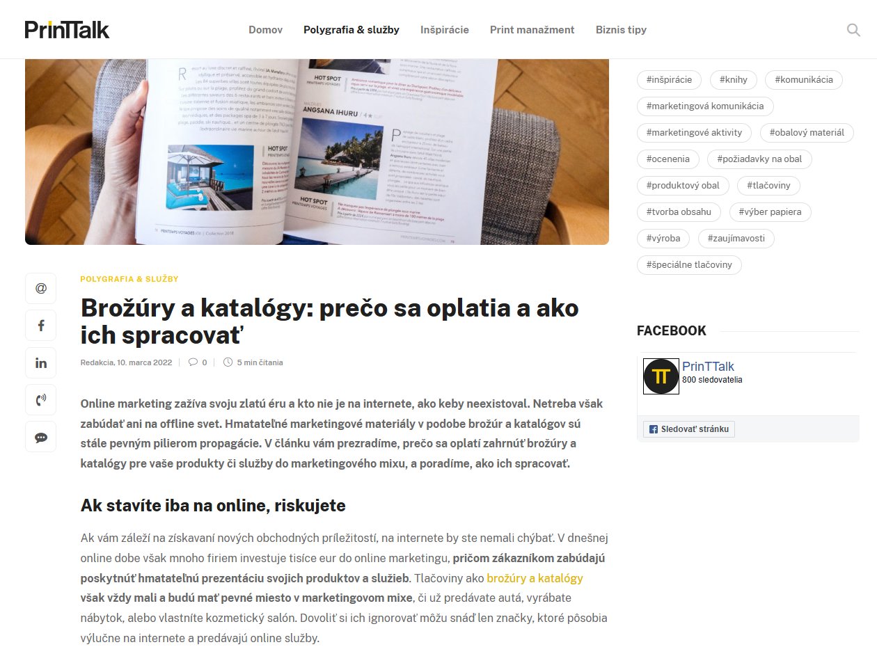 Ukážka copywritingu pre Printtalk.sk – copywriting portfólio Michal Toma.