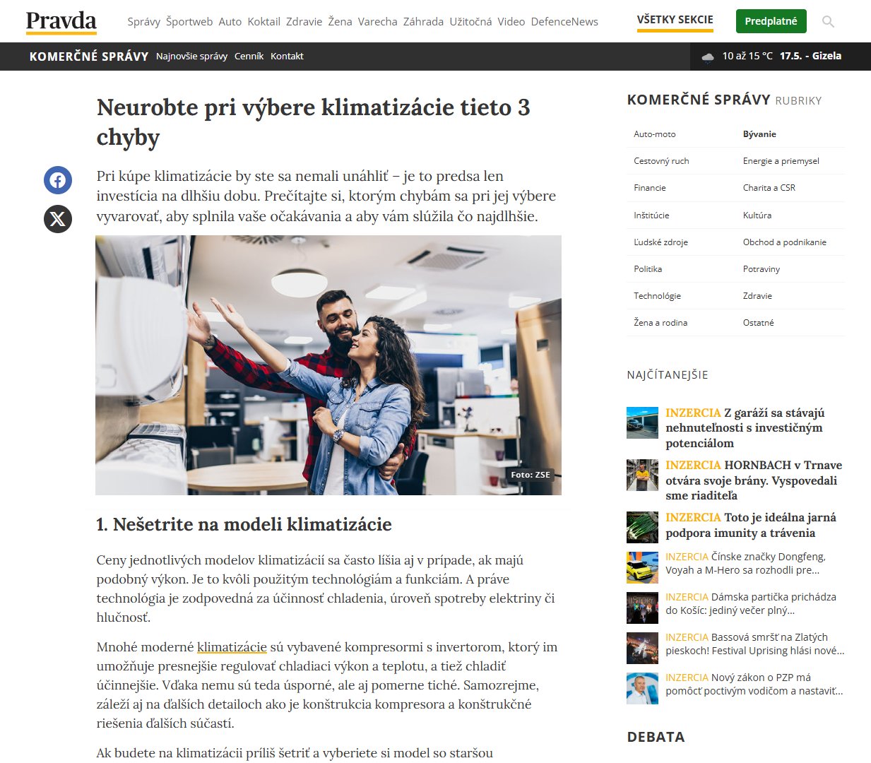 Ukážka copywritingu pre ZSE – copywriting portfólio Michal Toma.